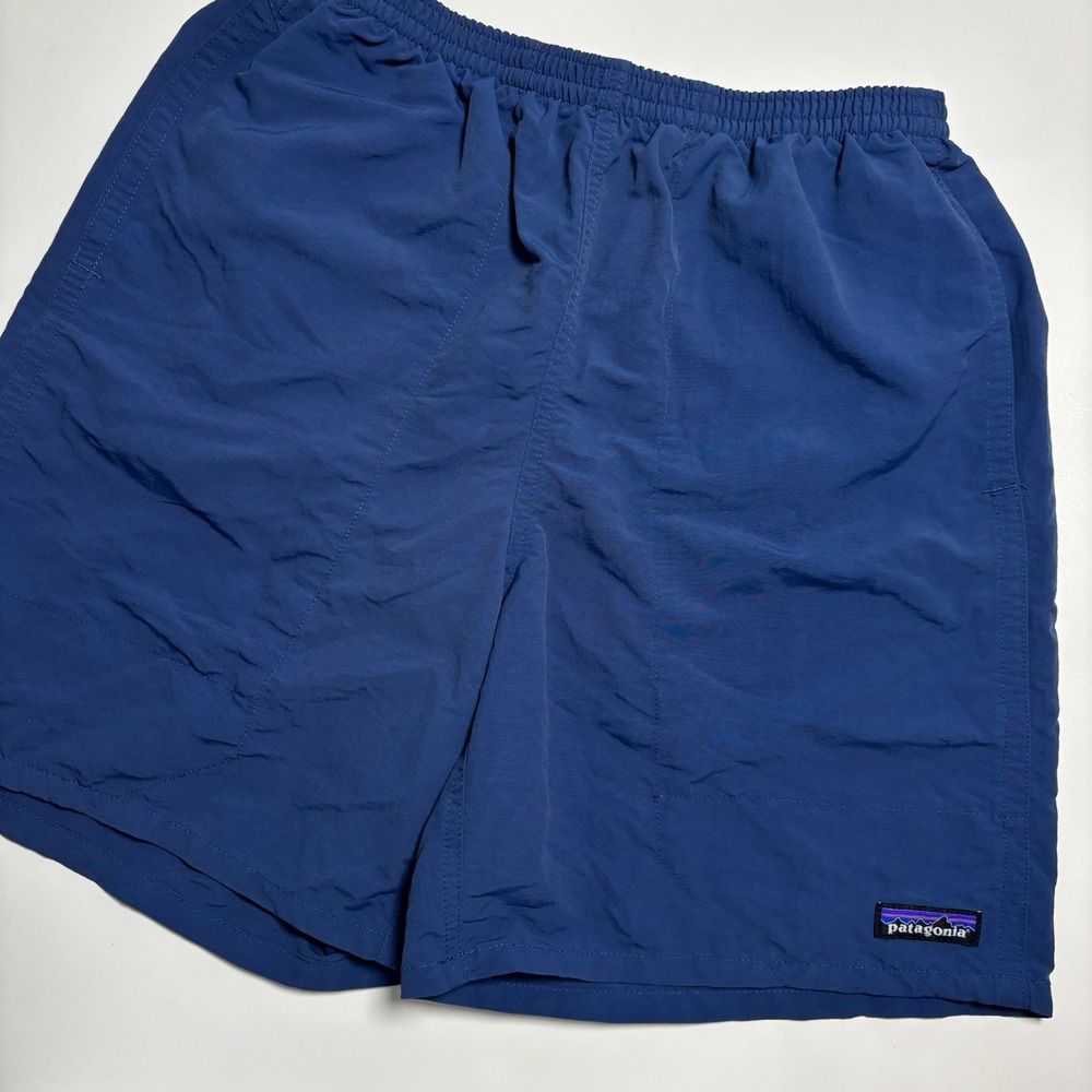 Patagonia Baggies Shorts Mens Small 7 Inseam Navy Blue Nylon Lined Swim Hike